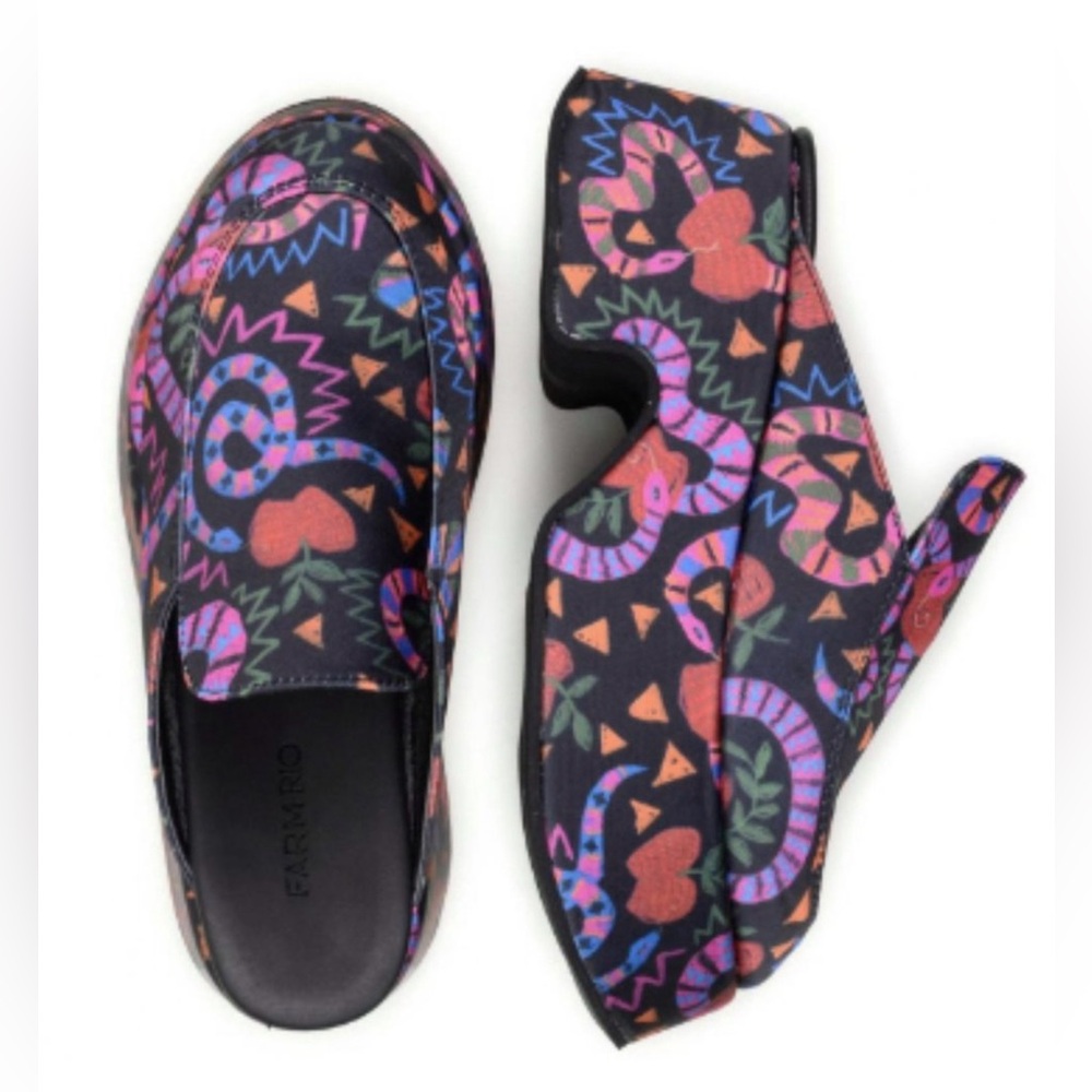 NWOT Farm Rio Amazon Platform Loafer Mules